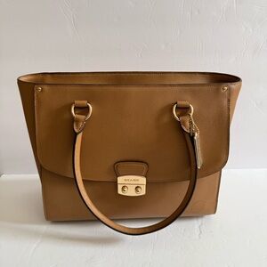 Coach Brown Leather  Structured Tote Bag Handbag Shoulder bag Women